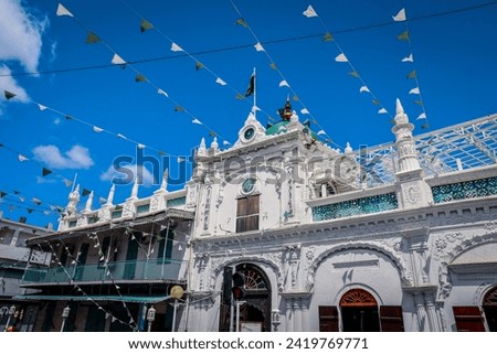 Large White Mosque Building in Port Louis City, Mauritius