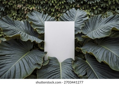 a large white rectangular card
