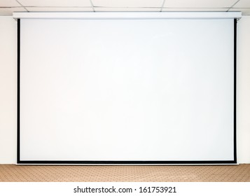 Large White Screen For Presentation On The Stage.