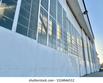 Large Wide Body Aircraft Hangar Doors Nearing Sunset