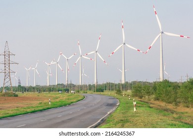 Large Windmills Generators Of Ecological Electricity. Renewable Power Sources.