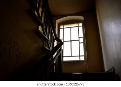 Large Window Staircase In A Tenement House Decorative Railing