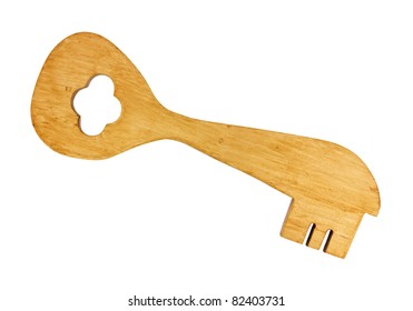 Large Wood Key On White Background Stock Photo 82403731 | Shutterstock