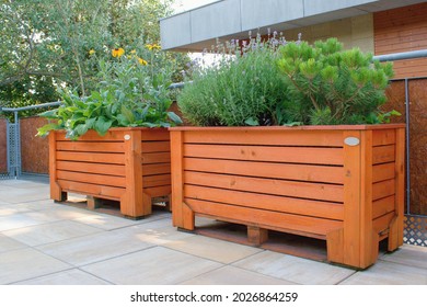  The Large Wooden Flower Containers On The Terrace (pallet Furniture)