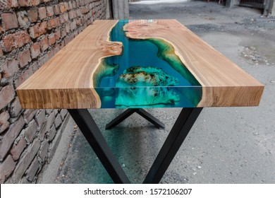 large wooden slab table, beautiful modern table