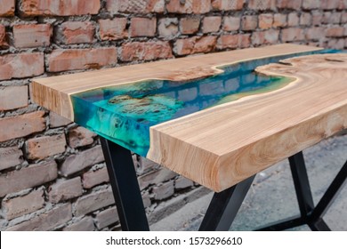 Large Wooden Slab Table, Beautiful Modern Table