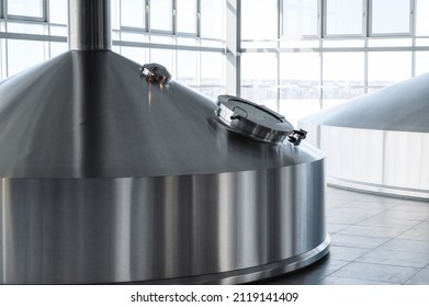 Large yeast fermentation tanks. Industrial production of beer - Powered by Shutterstock