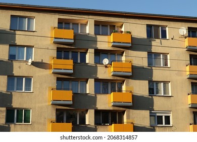 Large-panel communist blocks of flats in Eastern Europe.