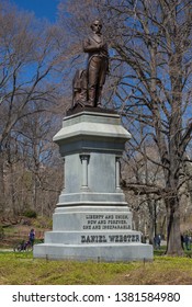 The Larger Than Life Daniel Webster Memorial In Central Park, New York, USA. April 22nd 2018