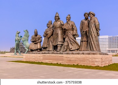 Larger Than Life Heroes From Mongolian History Cover The Central Square Of Ordos City, Inner Mongolia.