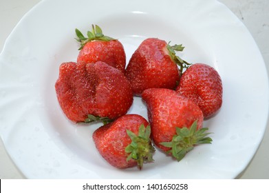 Large-sized spring strawberries on a plate
