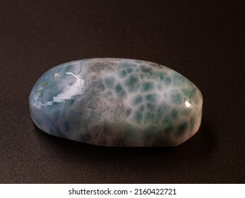 Larimar Cabochon On Black Background Macro