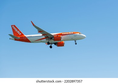 Larnaca, Cyprus - September 10, 2022: Airbus A320-251N Of EasyJet Airlines Landing At Glafcos Clerides Airport