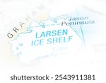 Larsen Ice Shelf. Antarctica on a map