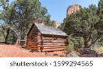 Larson log Cabin, on the Taylor Creek Trail (Middle Fork of Taylor Creek), in the Kolob Canyons area of Zion National Park, near St. George, Utah.