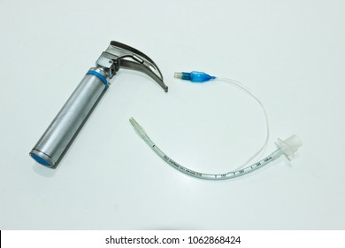 Laryngoscope and Endotracheal Tube Isolated on the White Background