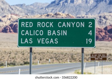 Las Vegas 19 Miles Highway Sign In Nevada's Mojave Desert.