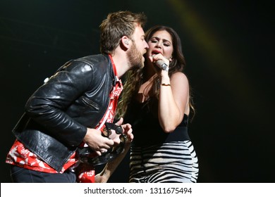 LAS VEGAS - APR 1: Charles Kelley (L) And Hillary Scott Of Lady A Perform At The Joint On April 1, 2017 In Las Vegas, Nevada. 