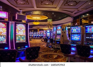 Las Vegas, APR 29, 2017 - Interior gambilng machine of Caesars Palace
