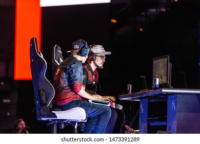 LAS VEGAS - AUGUST 4, 2019: Street Fighter V (SFV) match with Big Bird versus Bonchan from Team Red Bull at eSports tournament EVO 2019 Evolution Championship Series at Mandalay Bay Events Center.