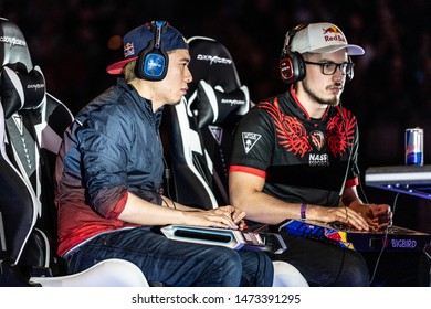 LAS VEGAS - AUGUST 4, 2019: Street Fighter V (SFV) match with Bonchan versus Big Bird from Team Red Bull at eSports tournament EVO 2019 Evolution Championship Series at Mandalay Bay Events Center.