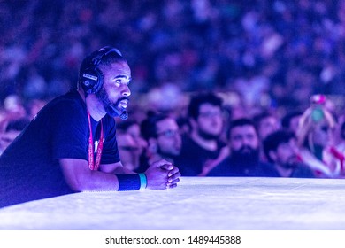 LAS VEGAS - AUGUST 4, 2019: Stage manager overseeing the production at eSports tournament EVO 2019 Evolution Championship Series at Mandalay Bay Events Center.