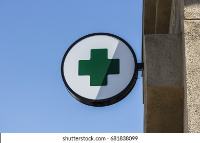 Las Vegas - Circa July 2017: Green Cross sign. The green cross is a common symbol used in the marijuana community. A number of states have legalized pot for recreational use I