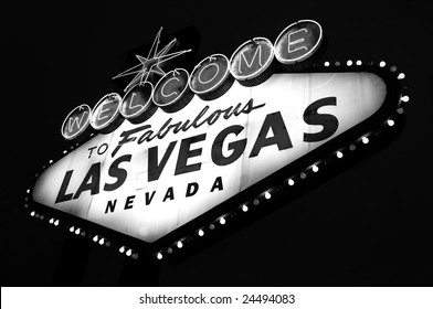 Las Vegas City Welcome Sign In Black And White