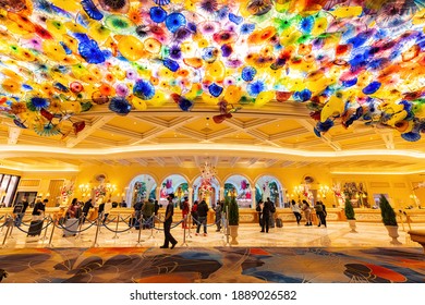 Las Vegas, DEC 18, 2020 - Interior View Of The Lobby Of Bellagio Hotel