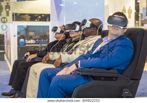 LAS VEGAS -\
JAN 08 : Virtual reality demonstration at The Samsung booth at the\
CES show held in Las Vegas on January 08 2016 , CES is the world\'s\
leading consumer-electronics\
show.