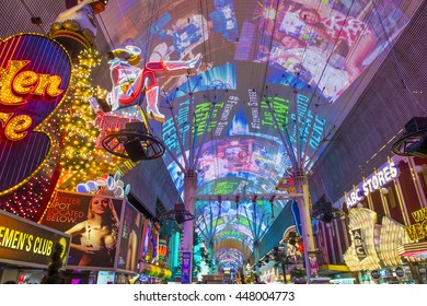 LAS VEGAS - JUNE 18 : The Fremont Street Experience On June 18, 2016 In Las Vegas, Nevada. The Fremont Street Experience Is A Pedestrian Mall And Attraction In Downtown Las Vegas 