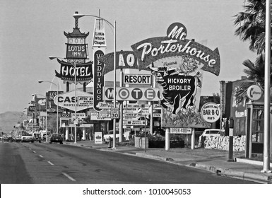 LAS VEGAS – JUNE22, 1979: the strip in Las Vegas. Vintage picture taken in 1979.