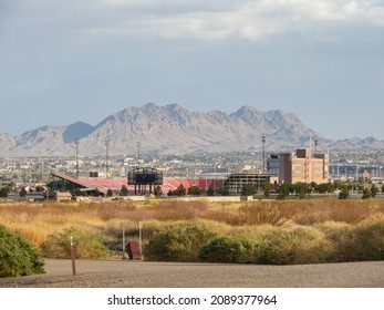 Las Vegas, MAR 25 2021 - Afternoon Sunny View Of The Sam Boyd Stadium From Clark County Wetlands Park