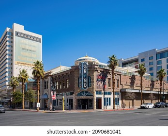 Las Vegas, MAR 5 2021 - Exterior View Of The Downtown Grand Hotel And Casino