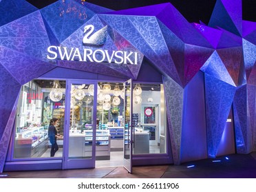 LAS VEGAS - MARCH 18 : The Swarovski shop in Las Vegas Strip on March 18 , 2015.  Swarovski is an Austrian producer of luxury cut crystal founded at 1895.