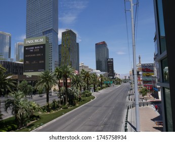 LAS VEGAS - May 31, 2020: An Empty Las Vegas Strip Prepares For Casinos Reopening In 4 Days. The Nevada Governor Will Allow Gaming Businesses To Open On June 4.