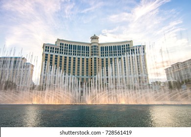 LAS VEGAS, NEVADA. 22 th August, 2017: bellagio hotel and fountain view