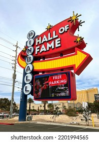 Las Vegas, Nevada 9-9-2022   View Of Large Neon Sign For The New Pinball Hall Of Fame In Las Vegas