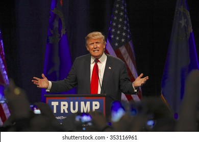 LAS VEGAS NEVADA, DECEMBER 14, 2015: Republican presidential candidate Donald Trump speaks at campaign event at Westgate Las Vegas Resort & Casino the day before the CNN Republican Presidential Debate