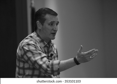 LAS VEGAS, NEVADA, DECEMBER 17, 2015: Republican Presidential candidate Sen. Ted Cruz, R-Texas, speaks during his rally at Siena Community Ballroom, Las Vegas, NV
