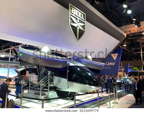 Las Vegas, Nevada - Jan 10th 2020: Bell introduces\
their concept four-rotor aircraft for future transportation on CES\
2020