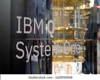 LAS VEGAS, NEVADA - JANUARY 9, 2020: IBM Q System One Quantum Computer At The Consumer Electronic Show CES 2020