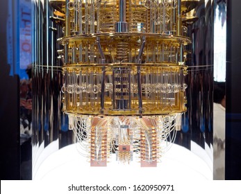 LAS VEGAS, NEVADA - JANUARY 9, 2020: IBM Q System One Quantum Computer At The Consumer Electronic Show CES 2020