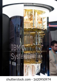 LAS VEGAS, NEVADA - JANUARY 9, 2020: IBM Q System One Quantum Computer At The Consumer Electronic Show CES 2020