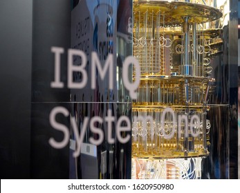 LAS VEGAS, NEVADA - JANUARY 9, 2020: IBM Q System One Quantum Computer At The Consumer Electronic Show CES 2020