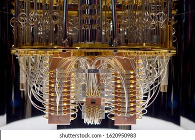 LAS VEGAS, NEVADA - JANUARY 9, 2020: IBM Q System One Quantum Computer At The Consumer Electronic Show CES 2020