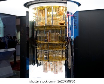 LAS VEGAS, NEVADA - JANUARY 9, 2020: IBM Q System One Quantum Computer At The Consumer Electronic Show CES 2020