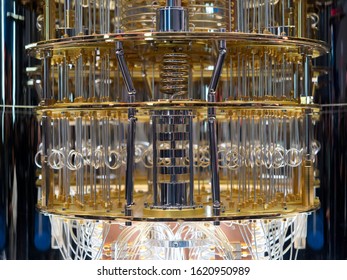 LAS VEGAS, NEVADA - JANUARY 9, 2020: IBM Q System One Quantum Computer At The Consumer Electronic Show CES 2020