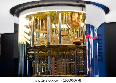 LAS VEGAS, NEVADA - JANUARY 9, 2020: IBM Q System One Quantum Computer At The Consumer Electronic Show CES 2020