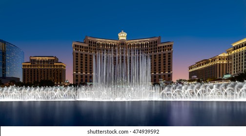 LAS VEGAS, NEVADA - JULY 21:  The fountains of Bellagio on Las Vegas Blvd on July 21, 2016 in Las Vegas, Nevada